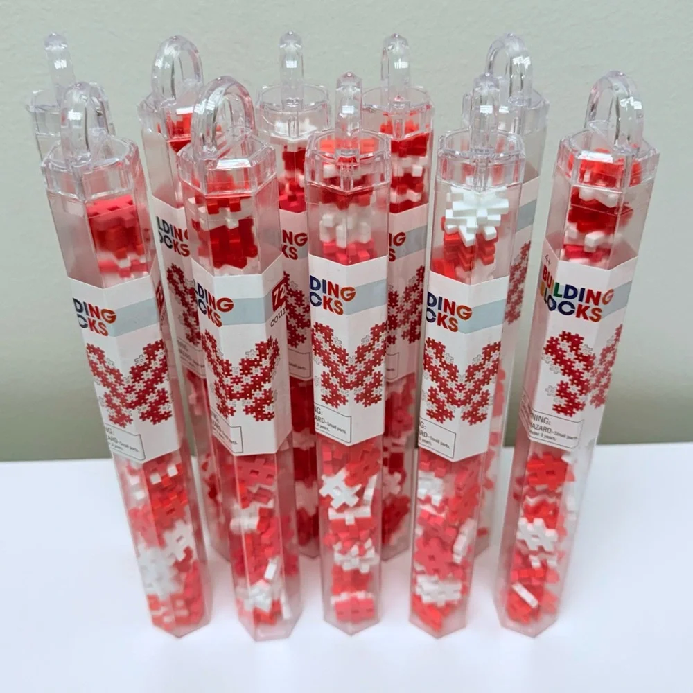 NEW Set of 10 Building Linking Blocks Target Bullseye Playground, Red & White